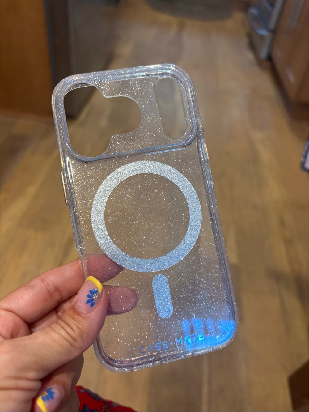 case-mate Clear Glitter MagSafe Phone Case with Silver Ring